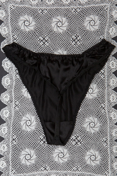 Black Dead Stock Silk Thong