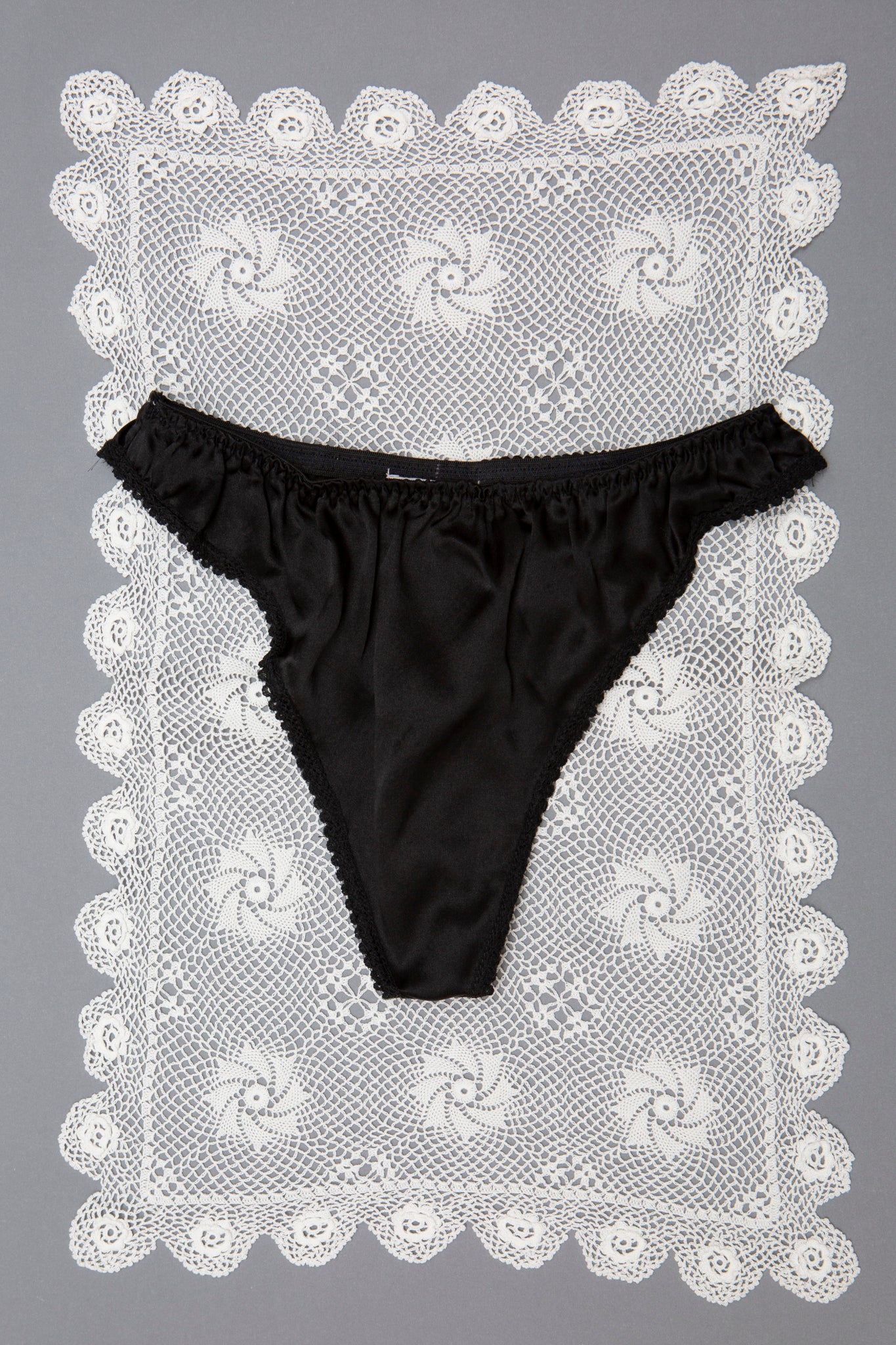 Black Dead Stock Silk Thong