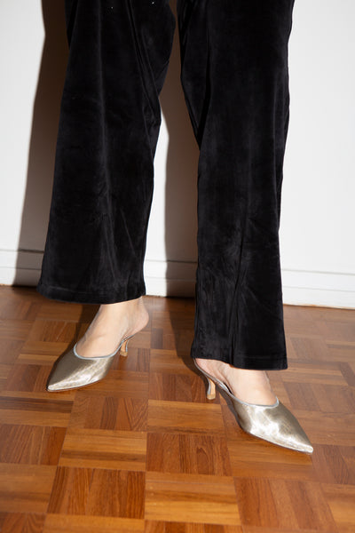 Silver Manolo Blahnik Mule