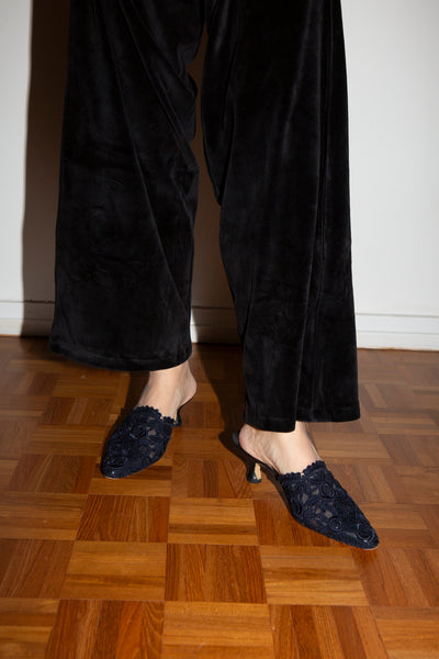 Navy Manolo Blahnik Mule