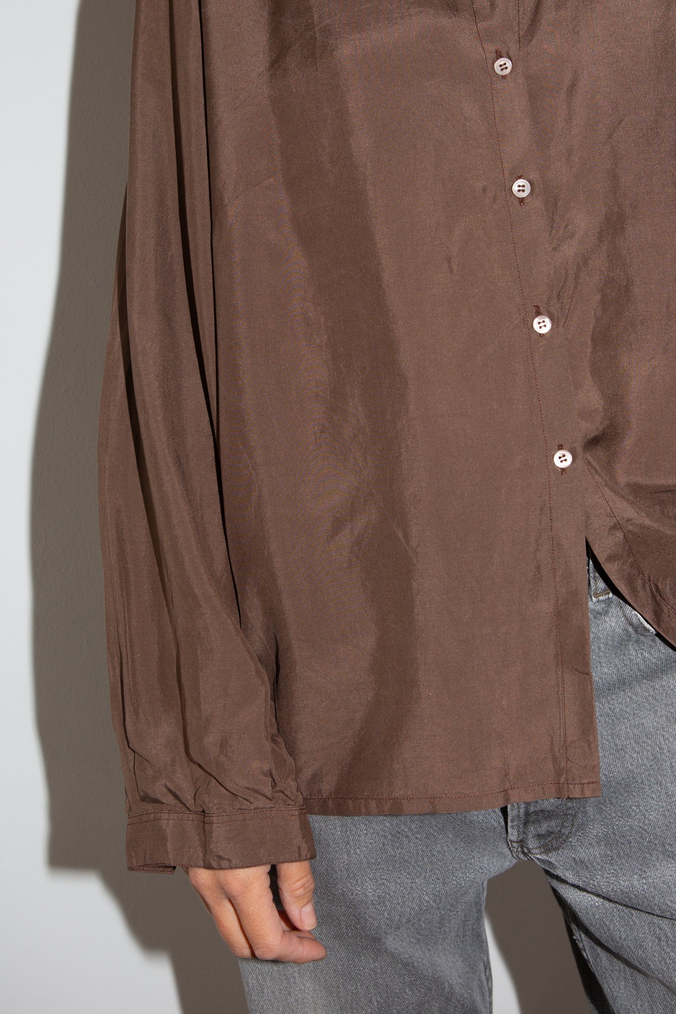 Brown Long Sleeve Silk Shirt