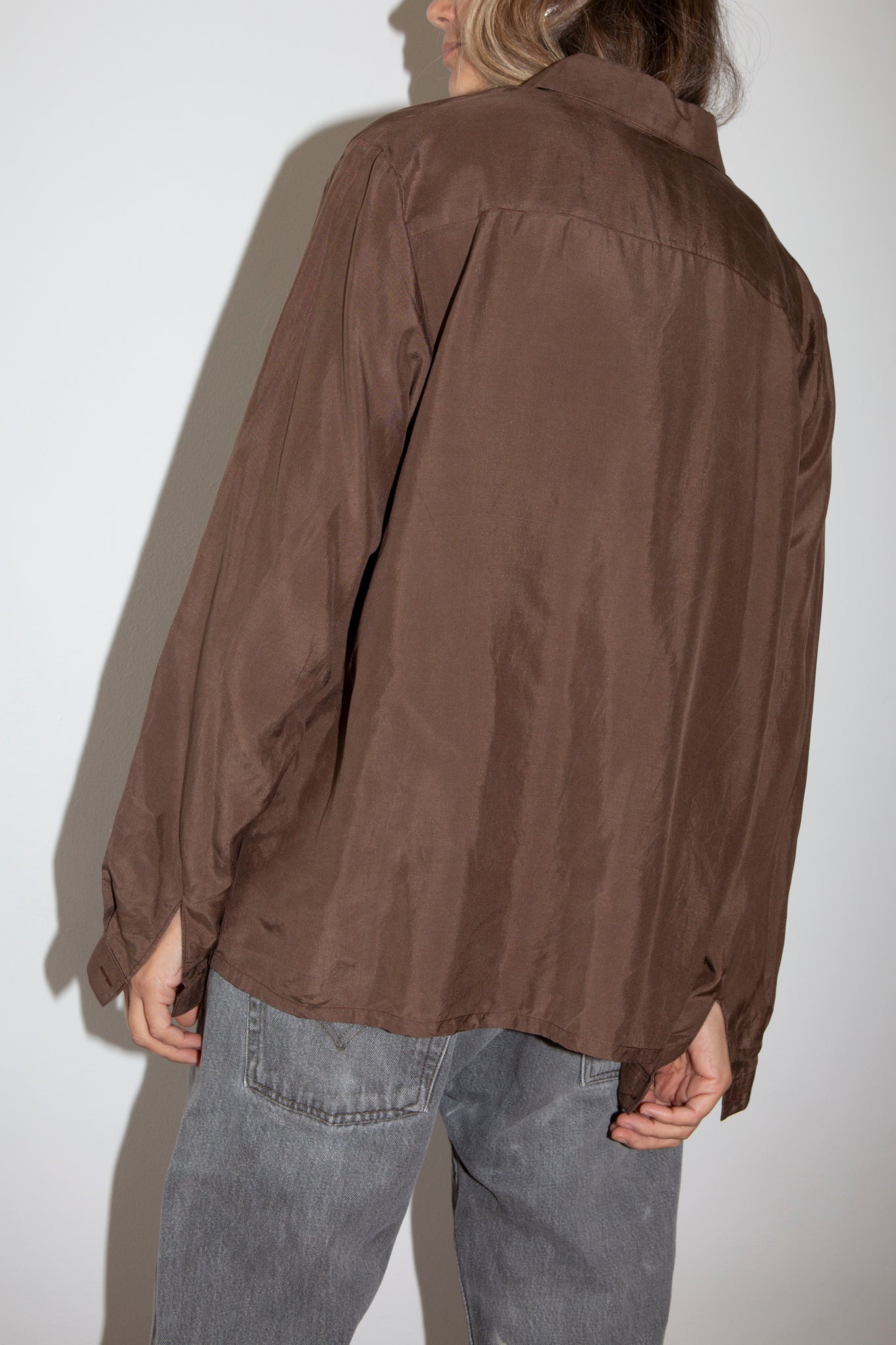 Brown Long Sleeve Silk Shirt