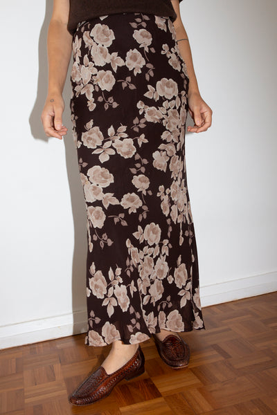 1990s Floral Bias Cut Skirt