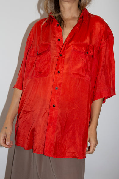 Tomato Short Sleeve Silk Shirt