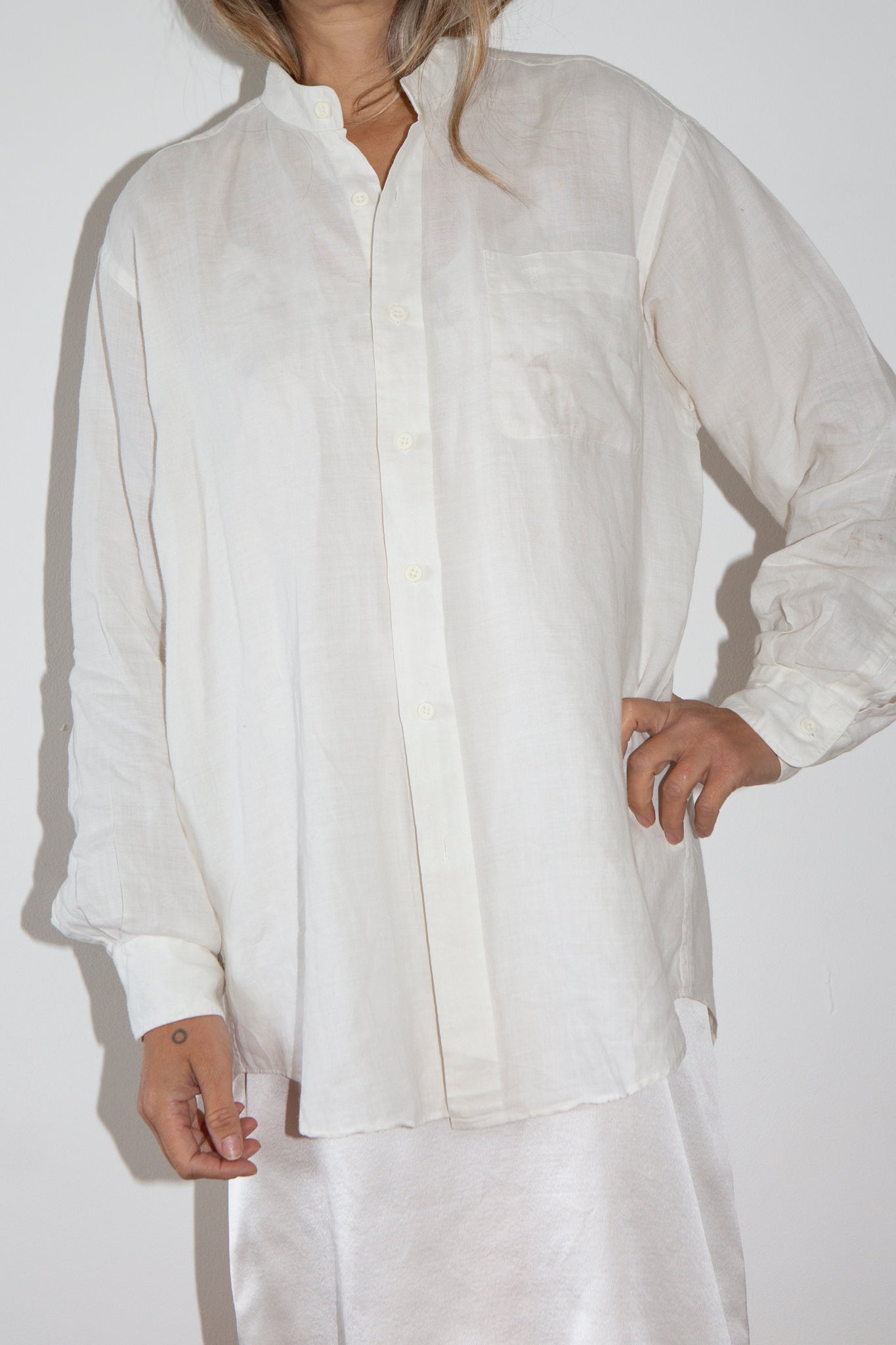 Trussardi Linen Grandad Shirt