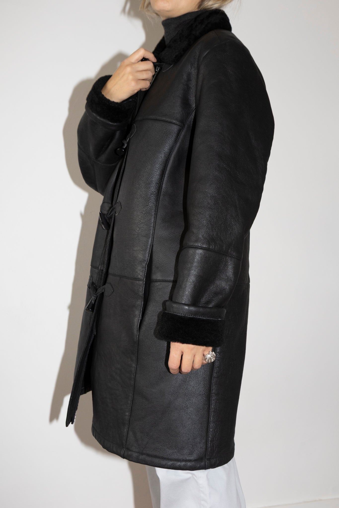 Black Sheepskin Coat