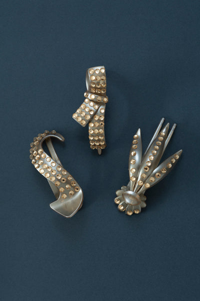 Deadstock Pearlised Curved Clip - Nude