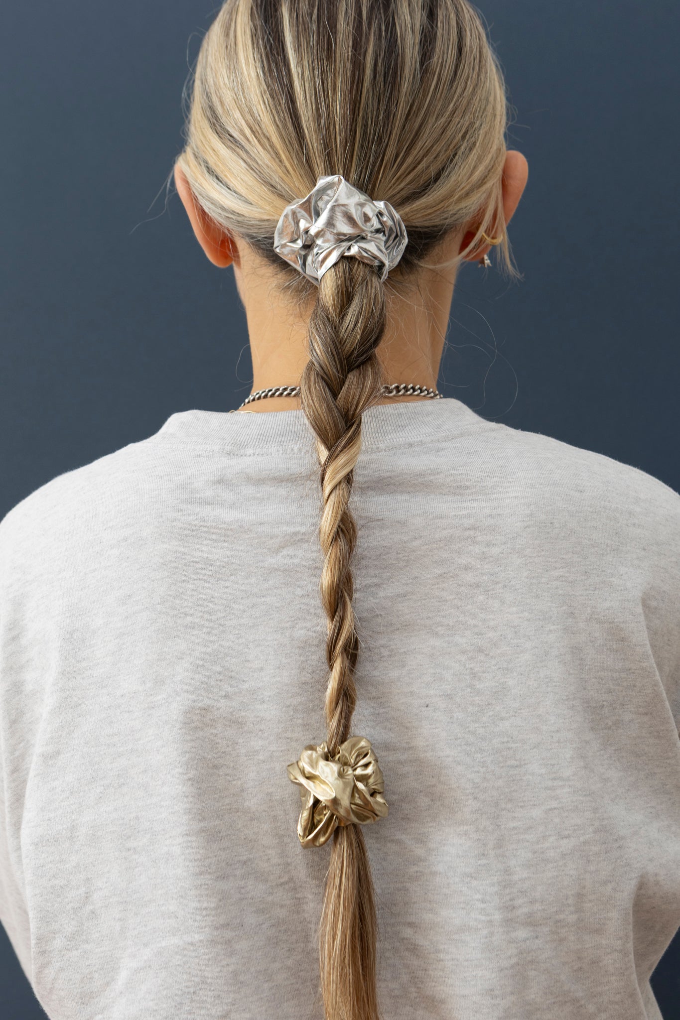 Silver Metalic Scrunchie