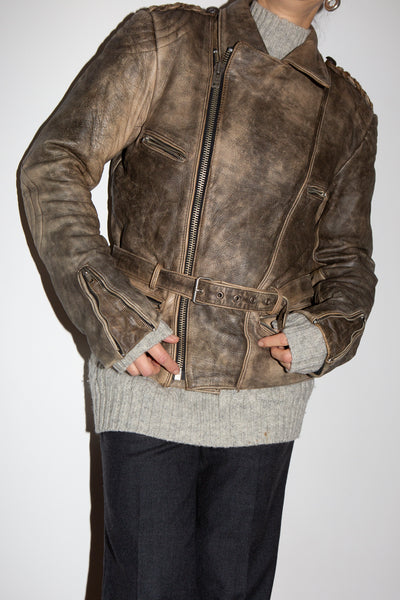 Washed Leather Biker