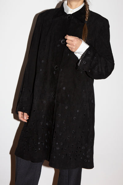 Eyelet Suede Swing Coat