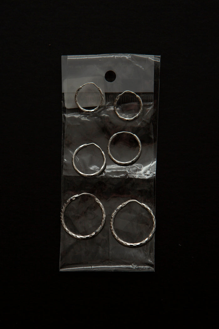 Silver Textured Disco Hoops