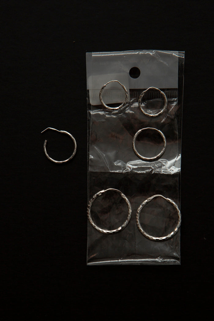 Silver Textured Disco Hoops