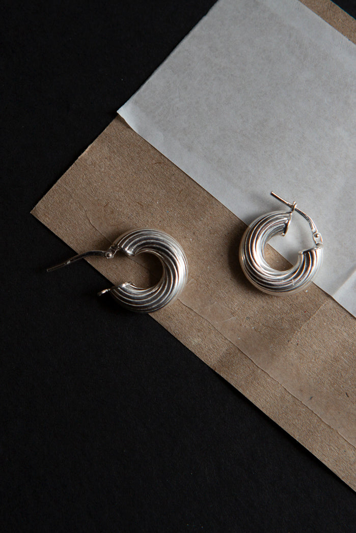 Mini Silver Twisted Hoops