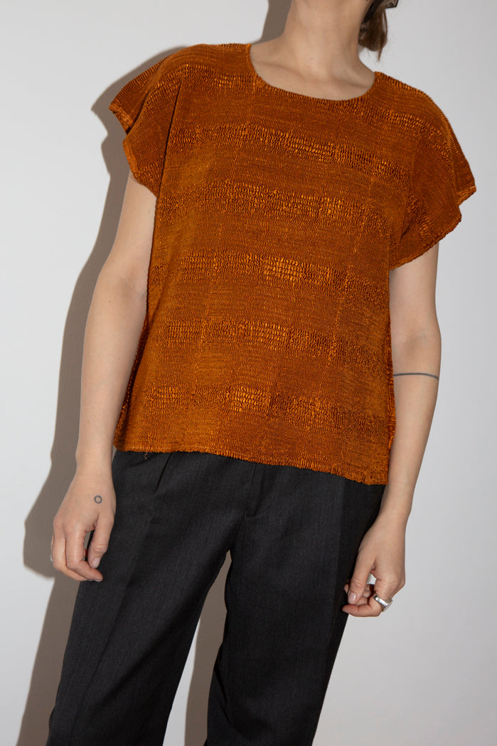 Rust Plisse Tee