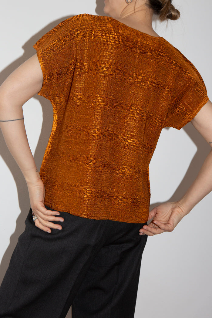 Rust Plisse Tee