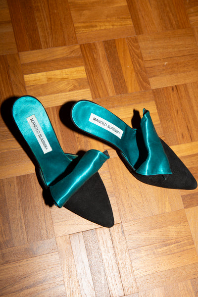 Suede & Silk Manolo Blahnik Mule