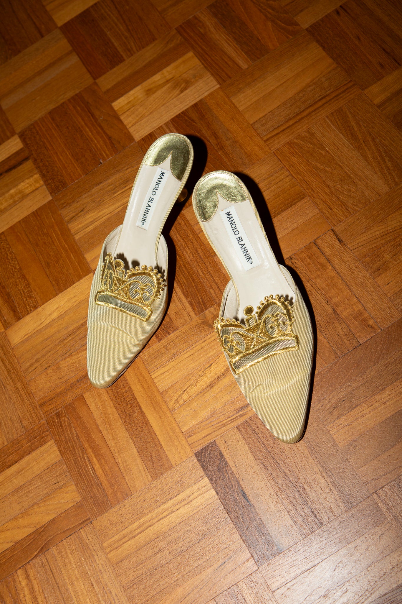 Gold Manolo Blahnik Mule