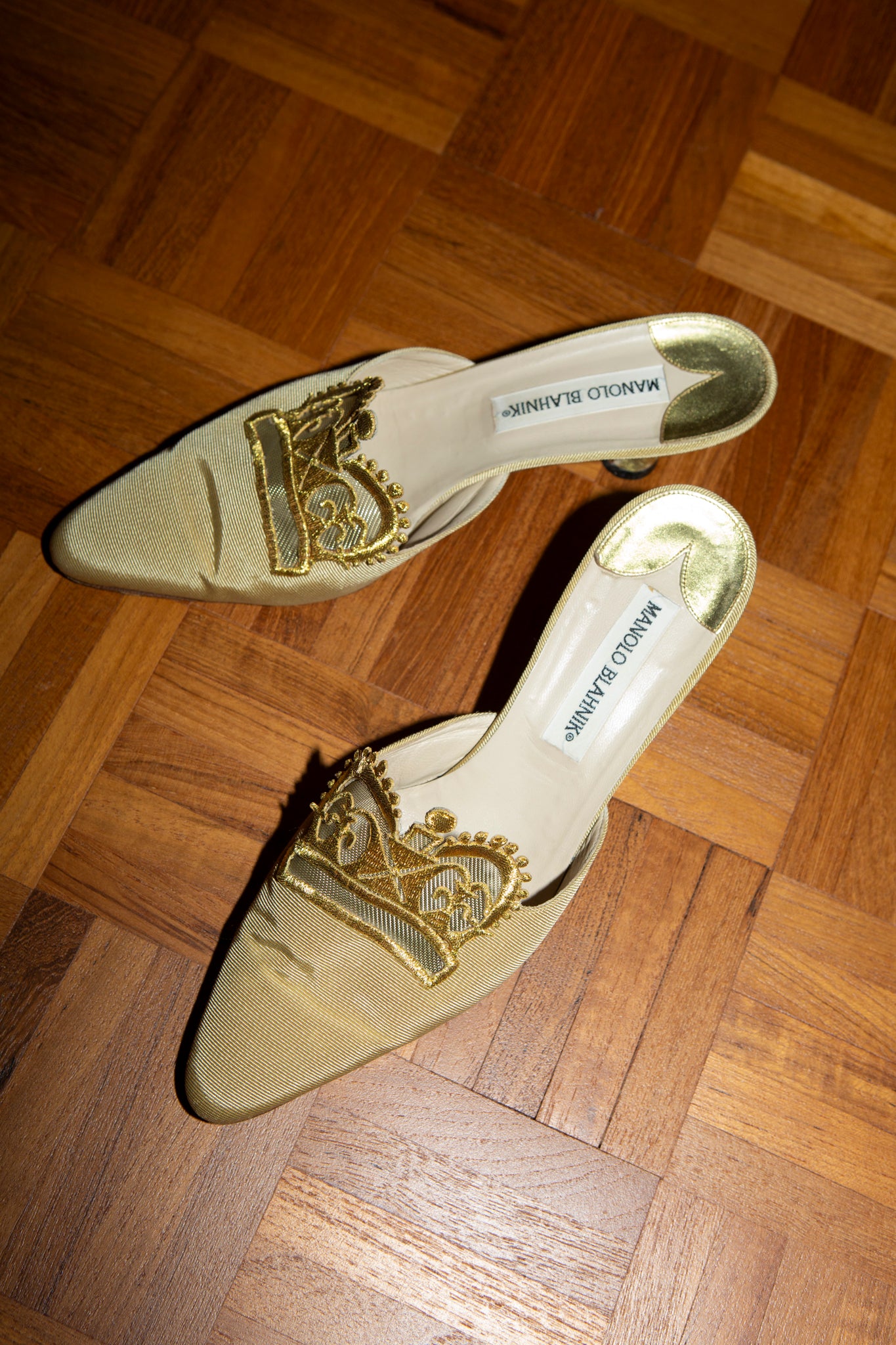 Gold Manolo Blahnik Mule
