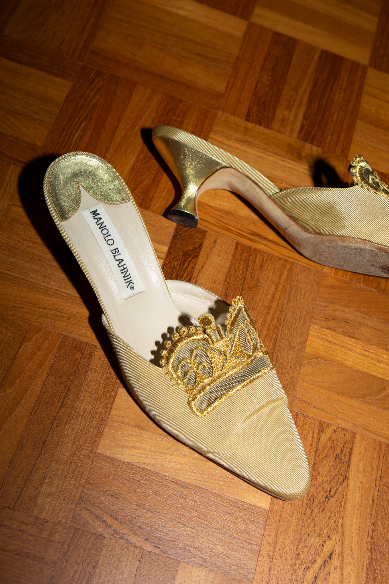 Gold Manolo Blahnik Mule