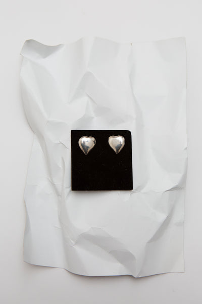 Silver Heart Studs