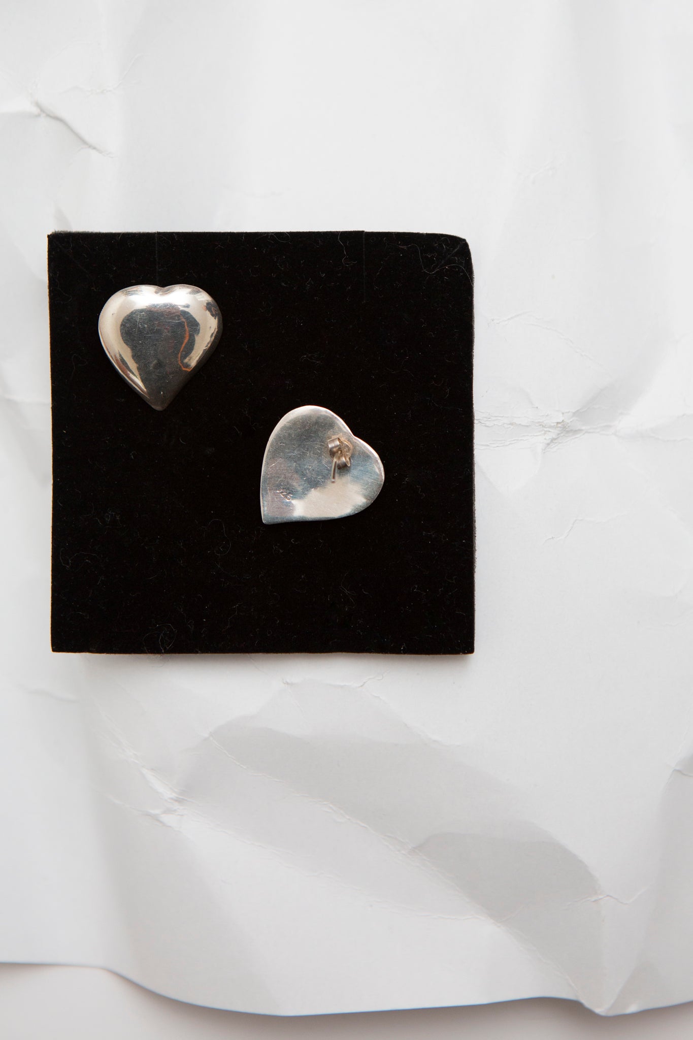 Silver Heart Studs