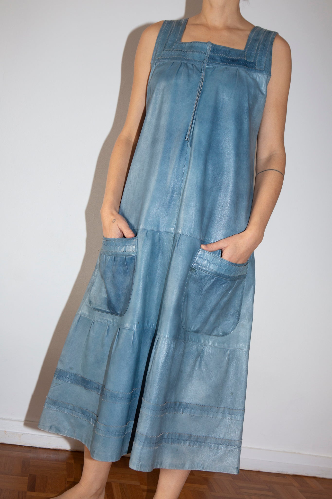 Sun Faded Leather Pinafore