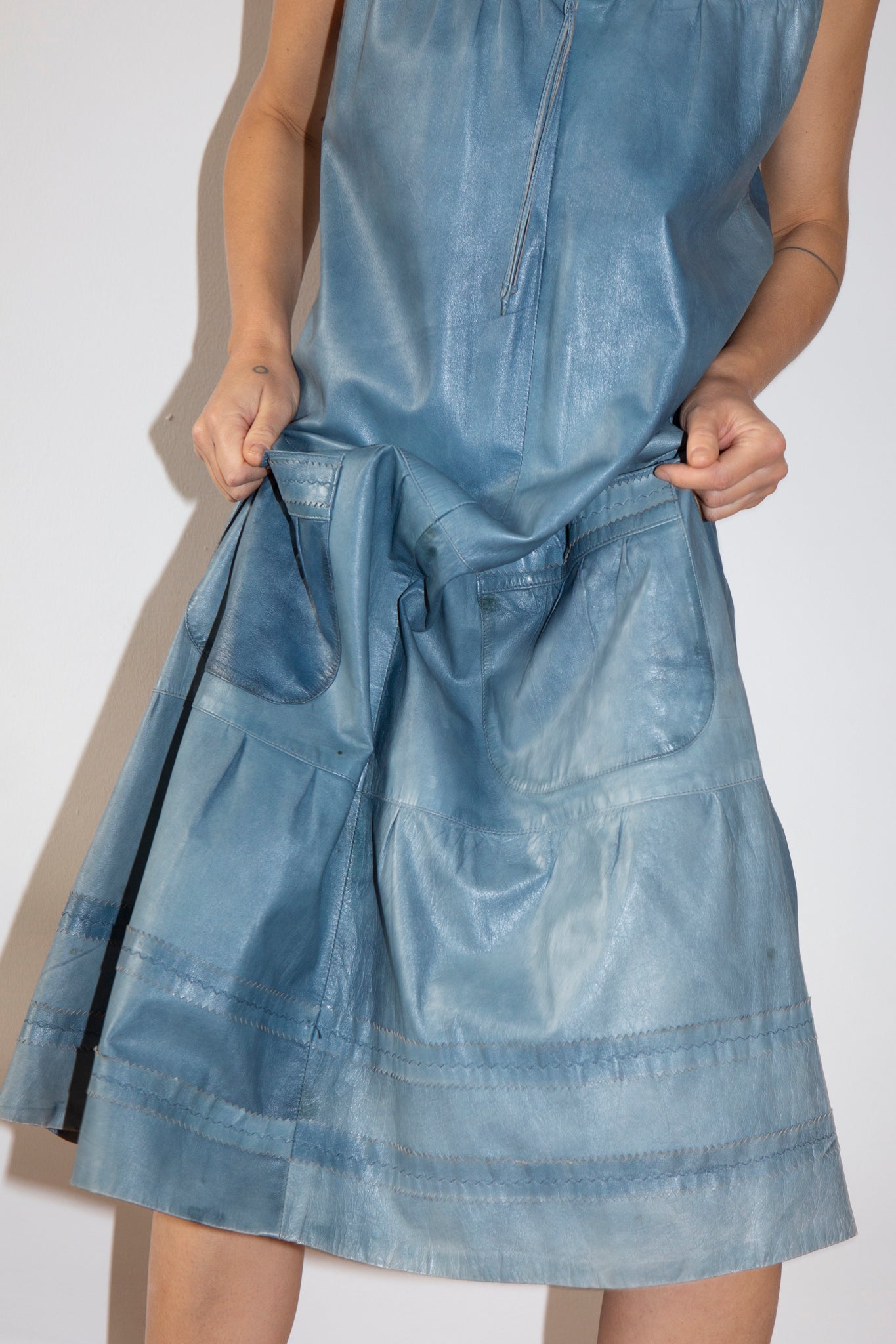 Sun Faded Leather Pinafore