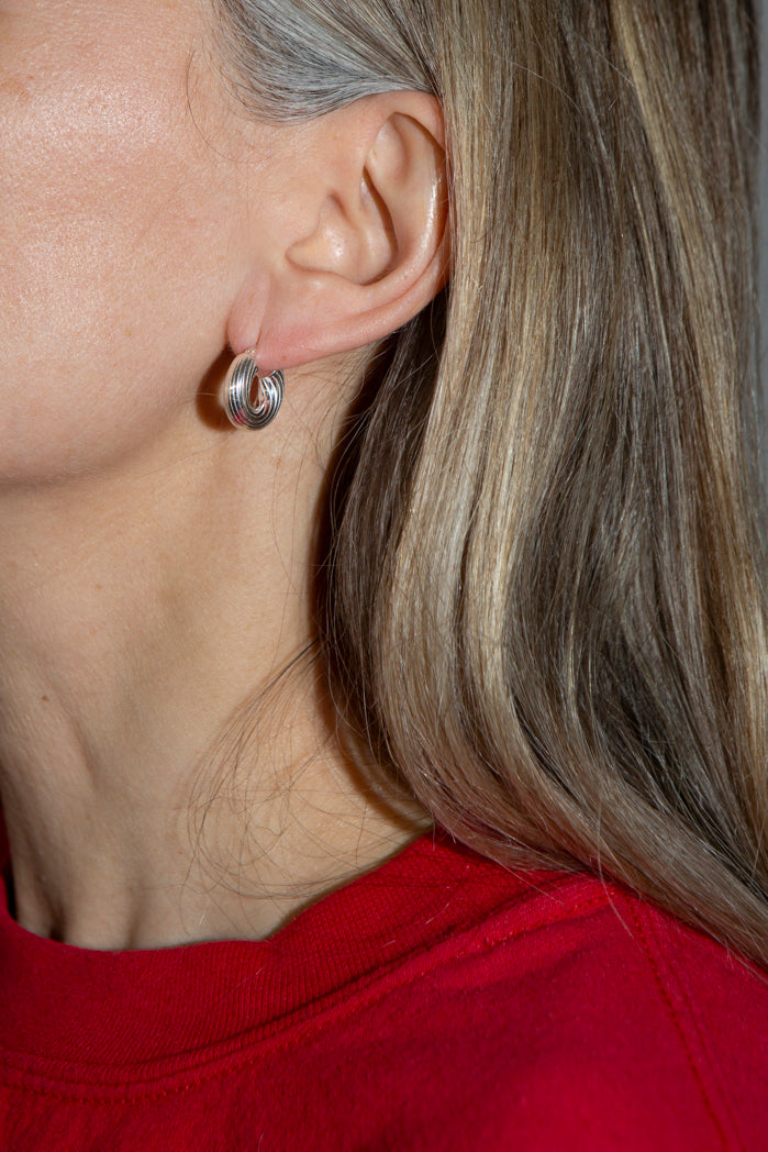 Mini Silver Twisted Hoops