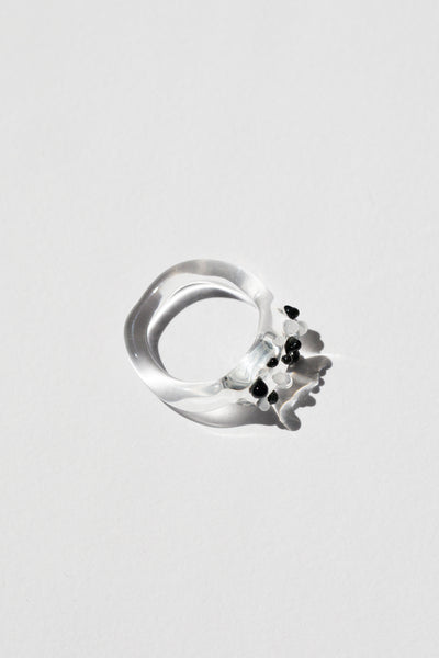 Black and White Speckle Murano Glass Ring