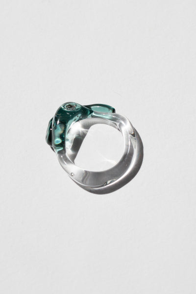 Teal Top Murano Glass Ring