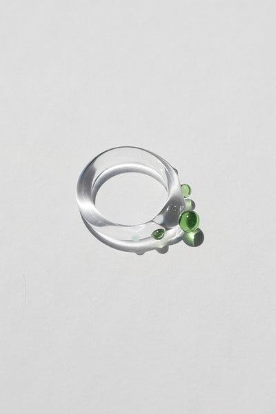 Green Balls Murano Glass Ring