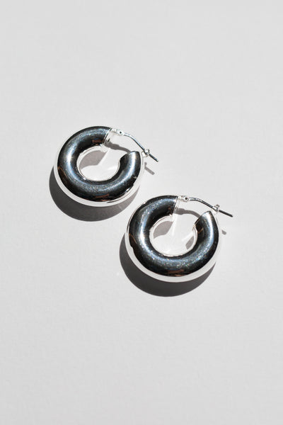 Thick Silver Hoop Earrings