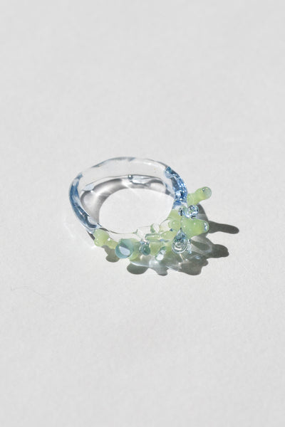 Mint & Blue Coral Murano Glass RIng