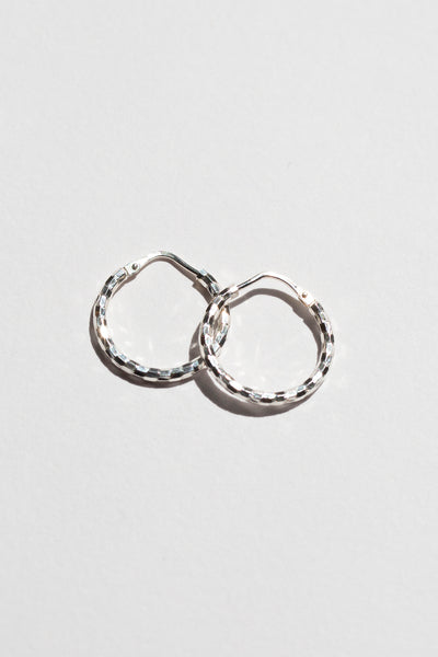 Small Silver Textured Disco Hoops