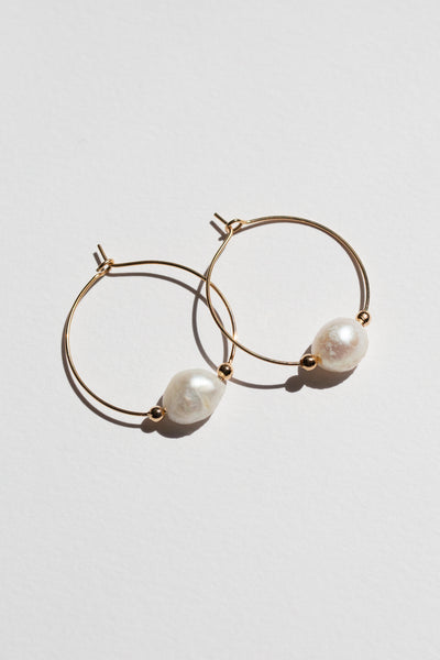 Fresh Water Pearl Gold Plated Hoop