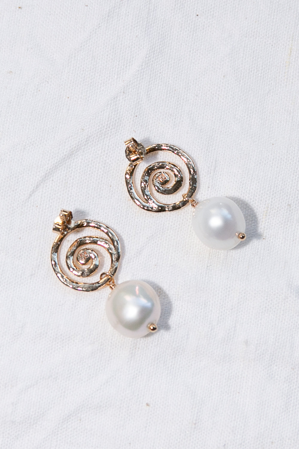 Gold Plated Pearl Swirl Earrings