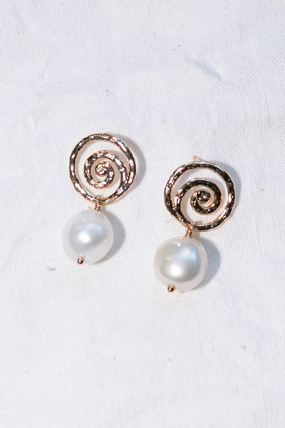 Gold Plated Pearl Swirl Earrings