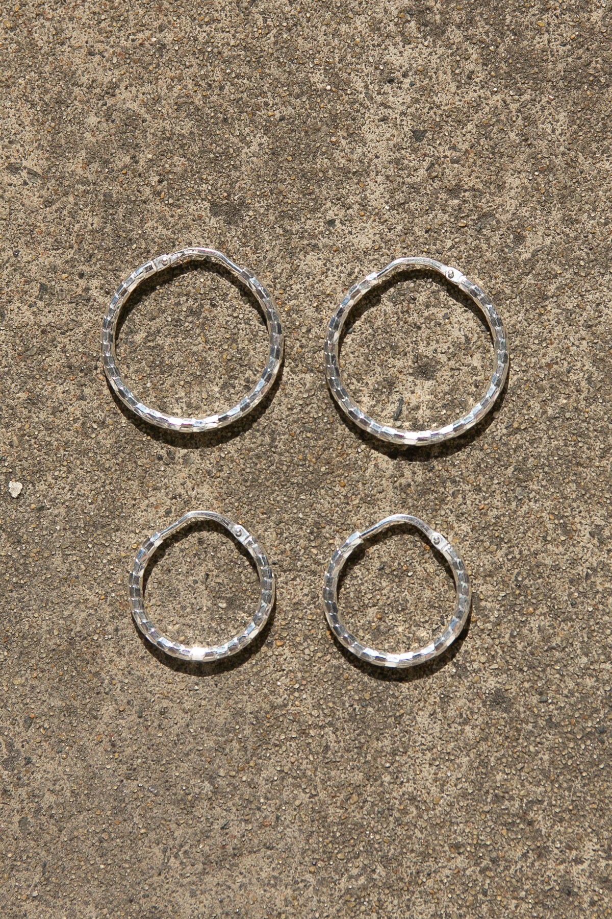 Silver Textured Disco Hoops