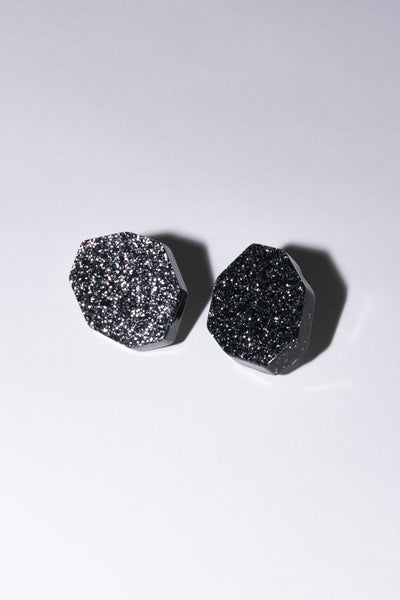 Black Glitter Acetate Earrings
