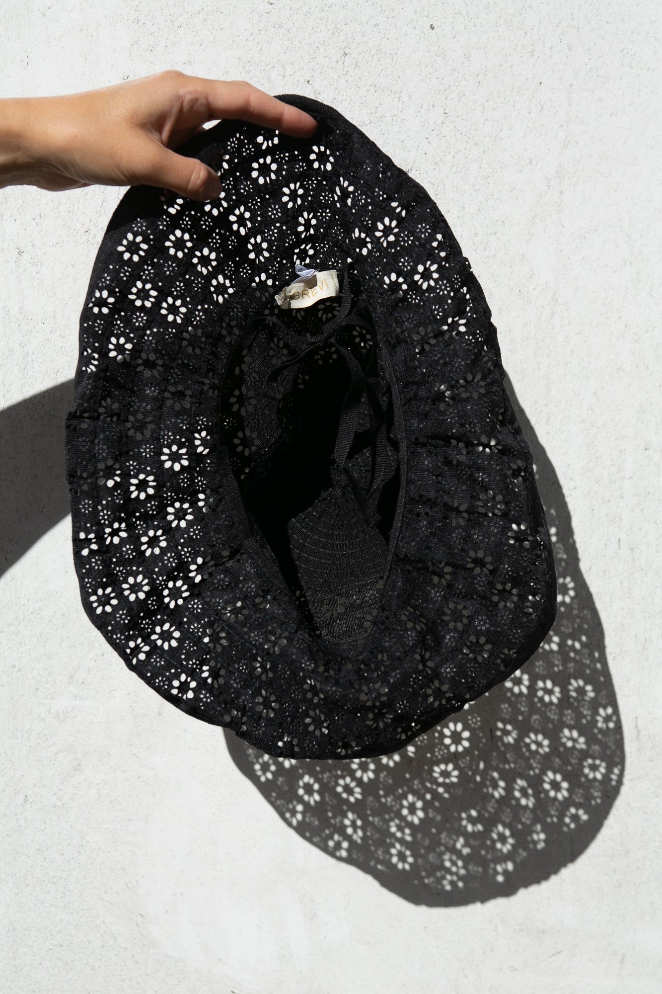 Black Broderie Anglaise Sunhat - Handmade in Italy