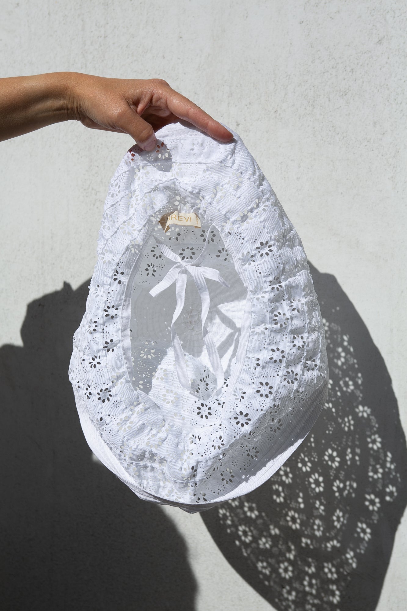 White Broderie Anglaise Sunhat - Handmade in Italy